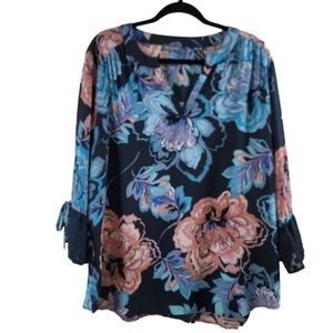 Navy blue floral blouse